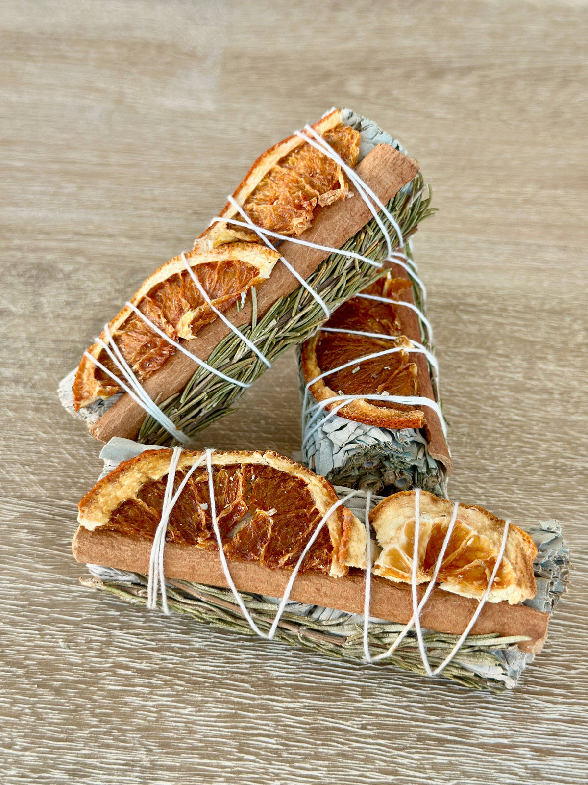 White Sage Sticks w/ Orange Slices, Cinnamon &amp; Rosemary